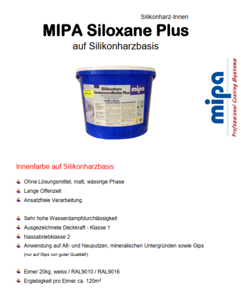 Innenfarbe - Mipa Siloxane Plus - Fillistorf