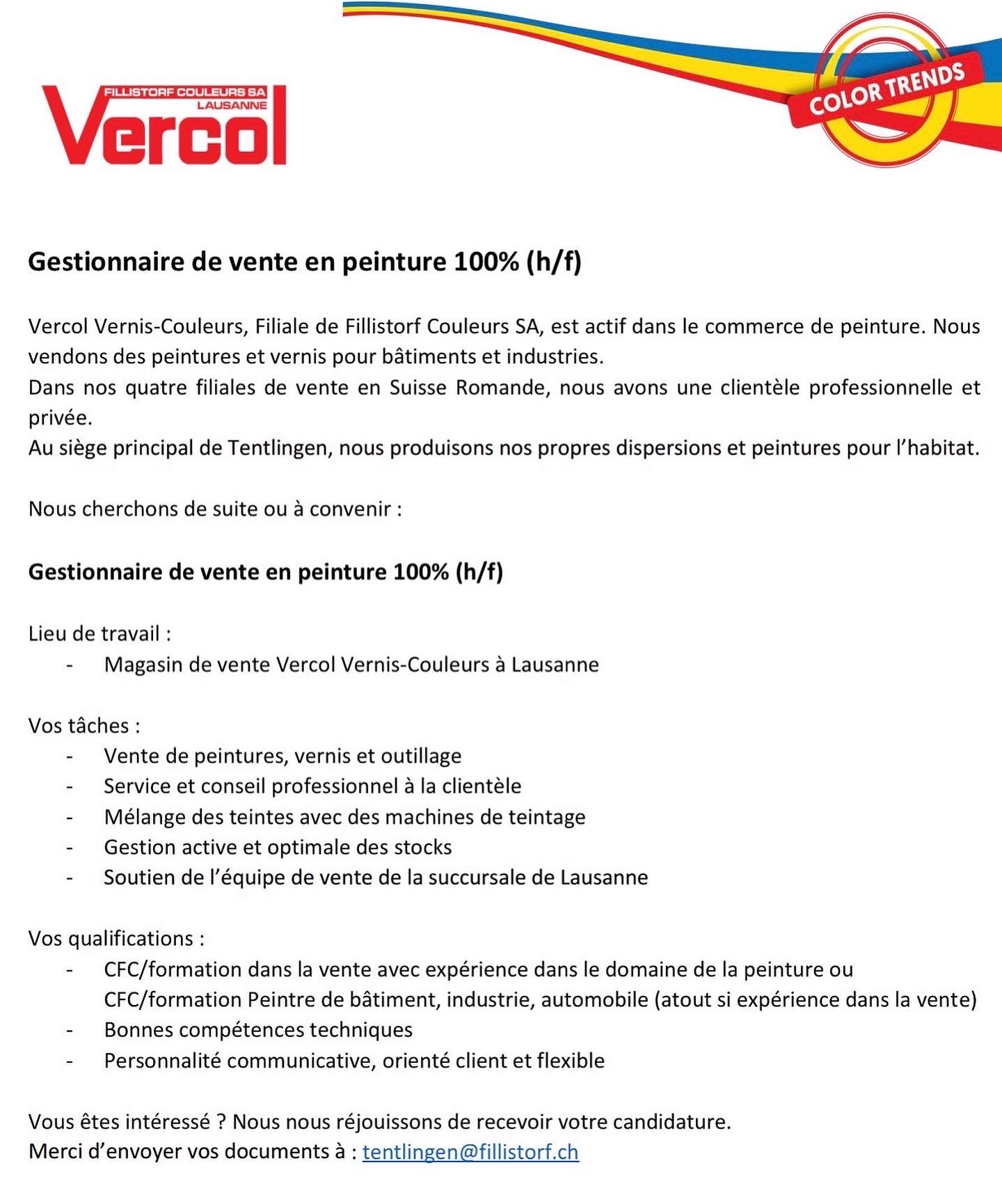 Annonce emploi Vercol